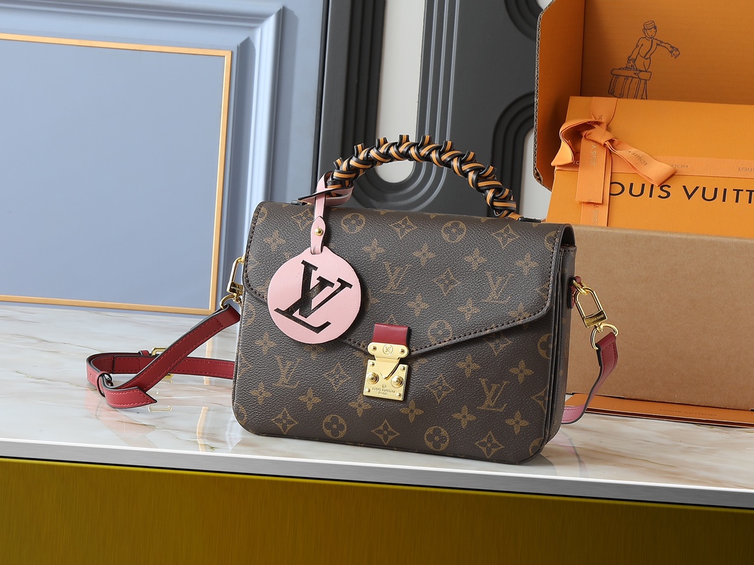 LV Classic Handbag Monogram Canvas Model M66588 LV Logo Detail Office